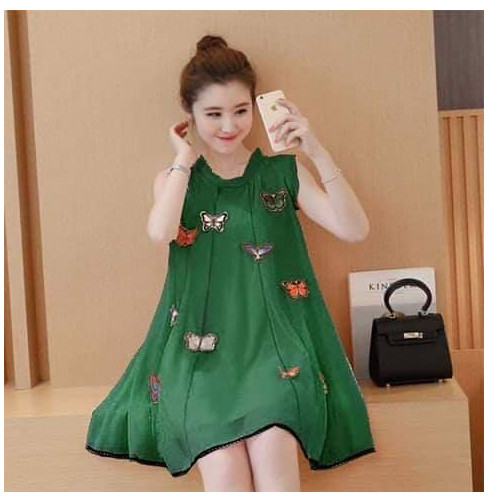 ĐẦM BẦU CÔNG SỞ VÁY BẦU SUÔNG CHIFFON KẾT BƯỚM  DN190612