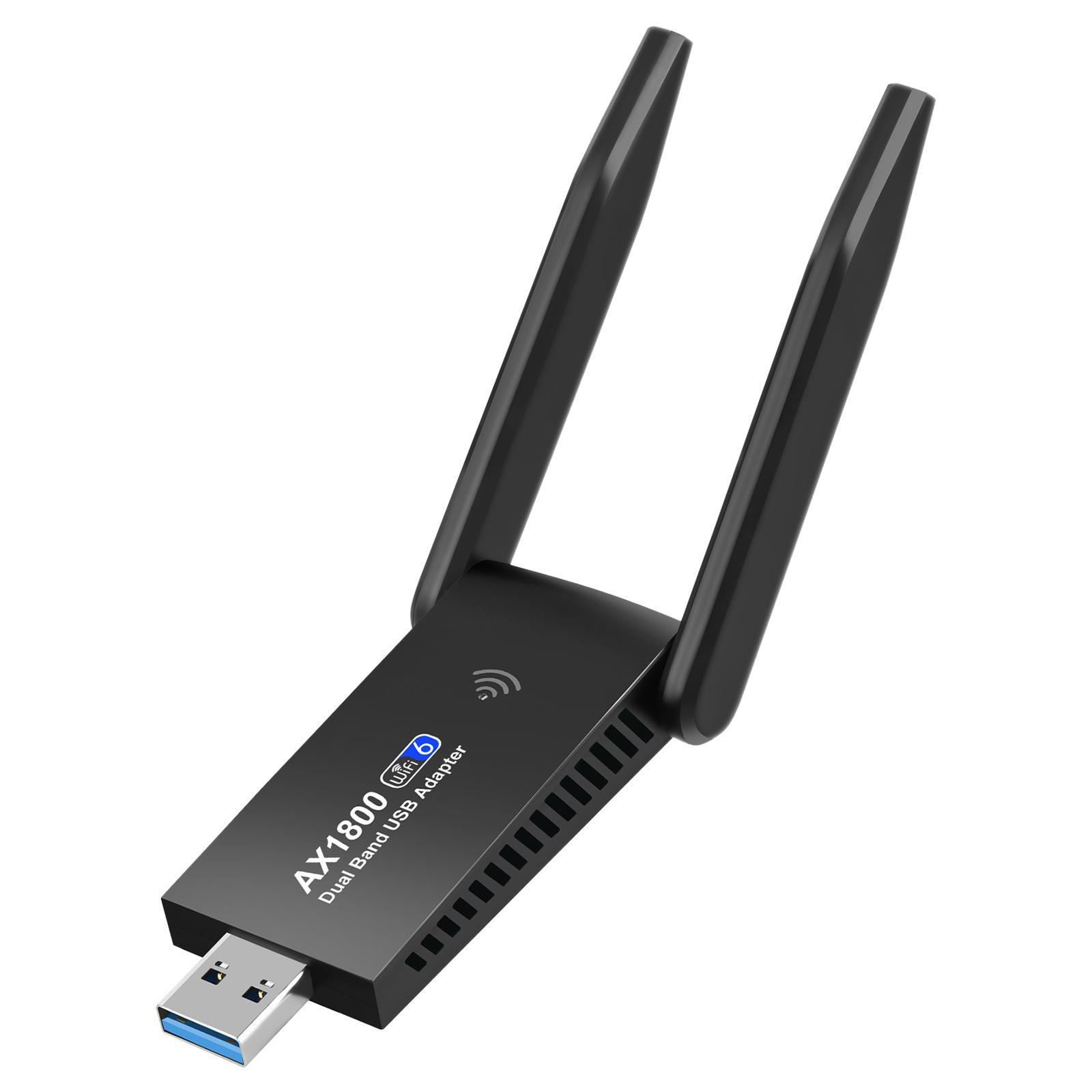 USB WiFi Adapter 1800Mbps Dual Band for Win11/10/7 WiFi 6 Wireless Network Adapter for Desktop Gaming PC