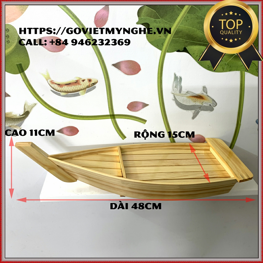 Khay thuyền gỗ đựng sushi - khay gỗ đựng sashimi hình con thuyền gỗ sushi - Gỗ thông tự nhiên