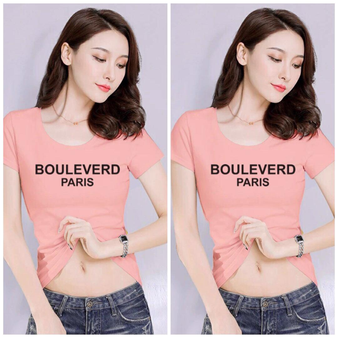 Áo thun nữ MXM form ôm body in chữ Bouleverd trẻ trung mặc tôn dáng ( ANU023 )