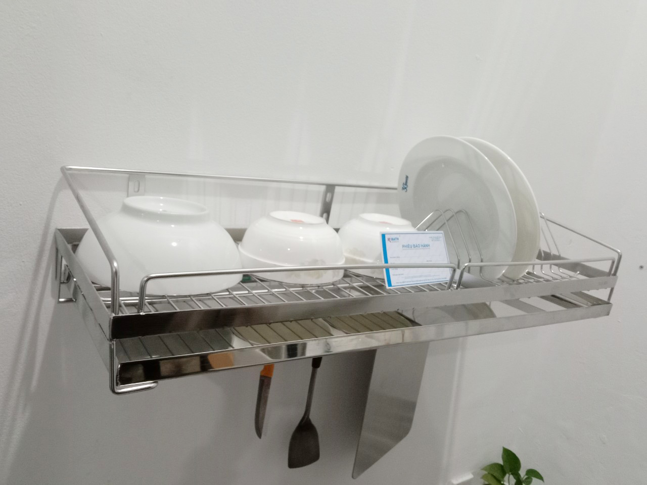 Kệ Chén 1 Tầng Có Khay Hứng Nước Inox SUS 304