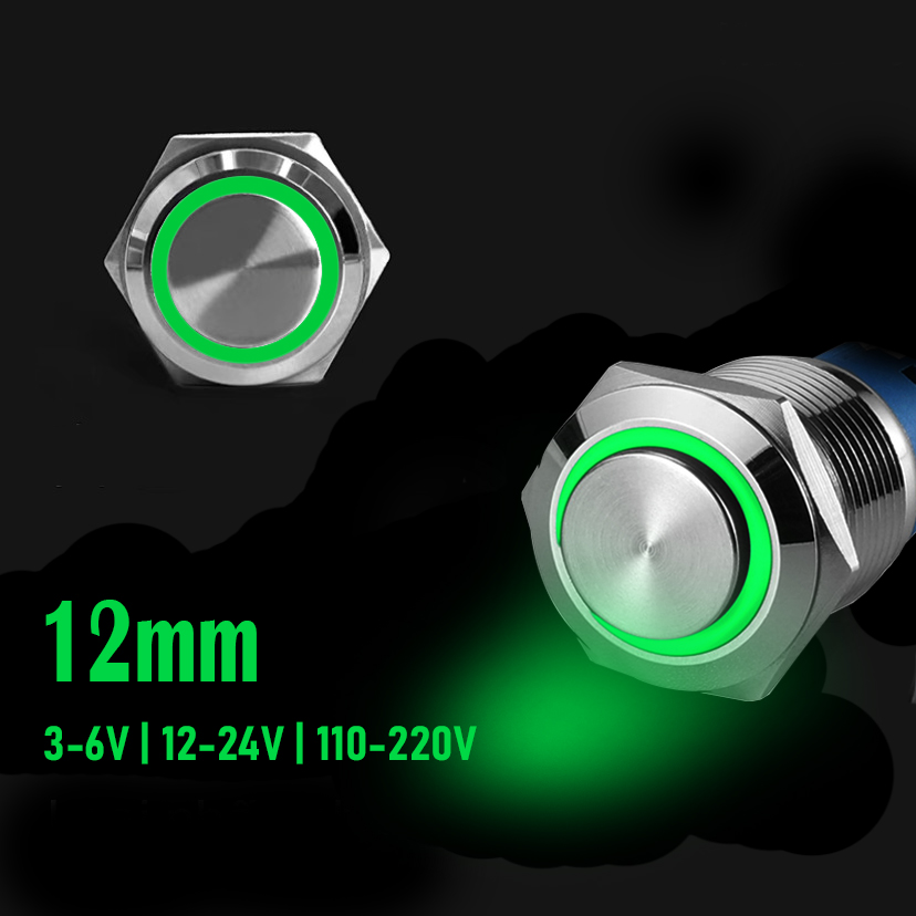 Nút nhấn công tắc tự khóa 12mm Vỏ INOX chống thấm nước