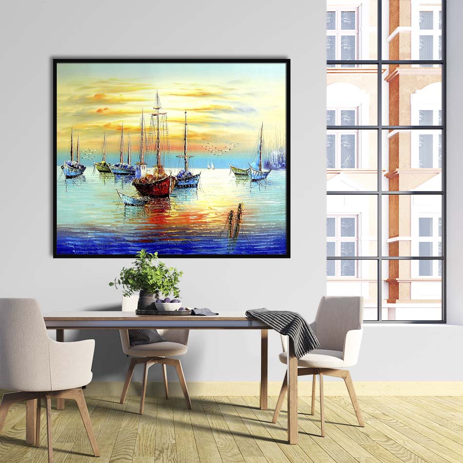 Tranh canvas phong cách sơn dầu - Phong cảnh Bến cảng - PC014