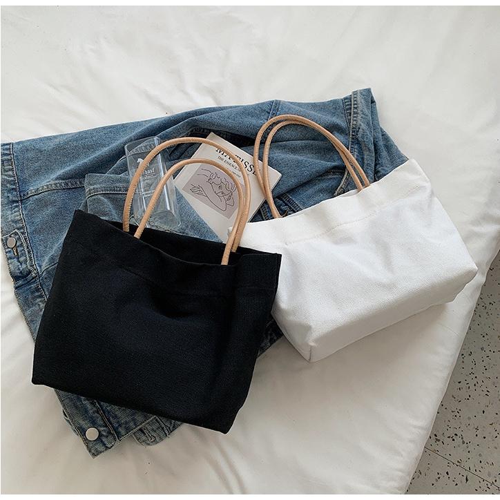 Túi tote túi vải mua sắm mới đơn giản màu rắn túi nữ sinh viên túi xách dung tích lớn Lucky Trương Gia10