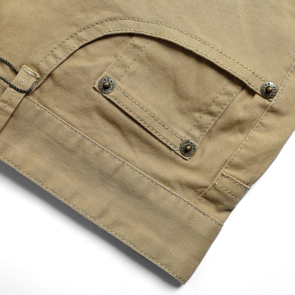 Quần Khaki Túi Jeans trơn Be CEFFYLO, Form Slimfit, Co Giãn