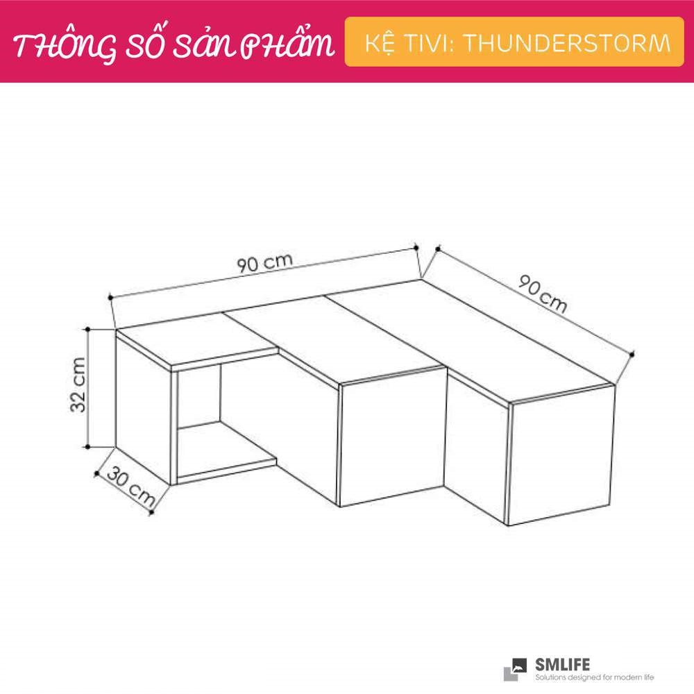 Kệ Tivi gỗ hiện đại SMLIFE Thunderstorm | Gỗ MDF dày 17mm chống ẩm | D90xR90xC32cm