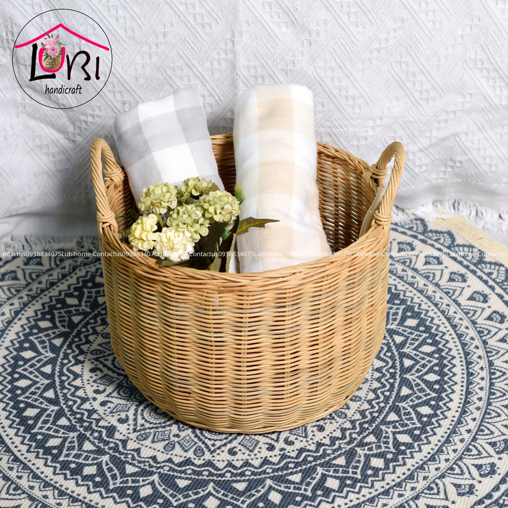 Lubihandicraft - Sọt mây tròn đáy bầu đựng đồ bộ 4 - sang trọng, tinh tế