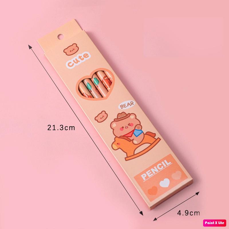 PK724 Bộ 06 bút chì HB nhiều màu tùy chọn cho học sinh/sinh viên; dùng viết lên sổ lưu bút, quà tặng, thiệp