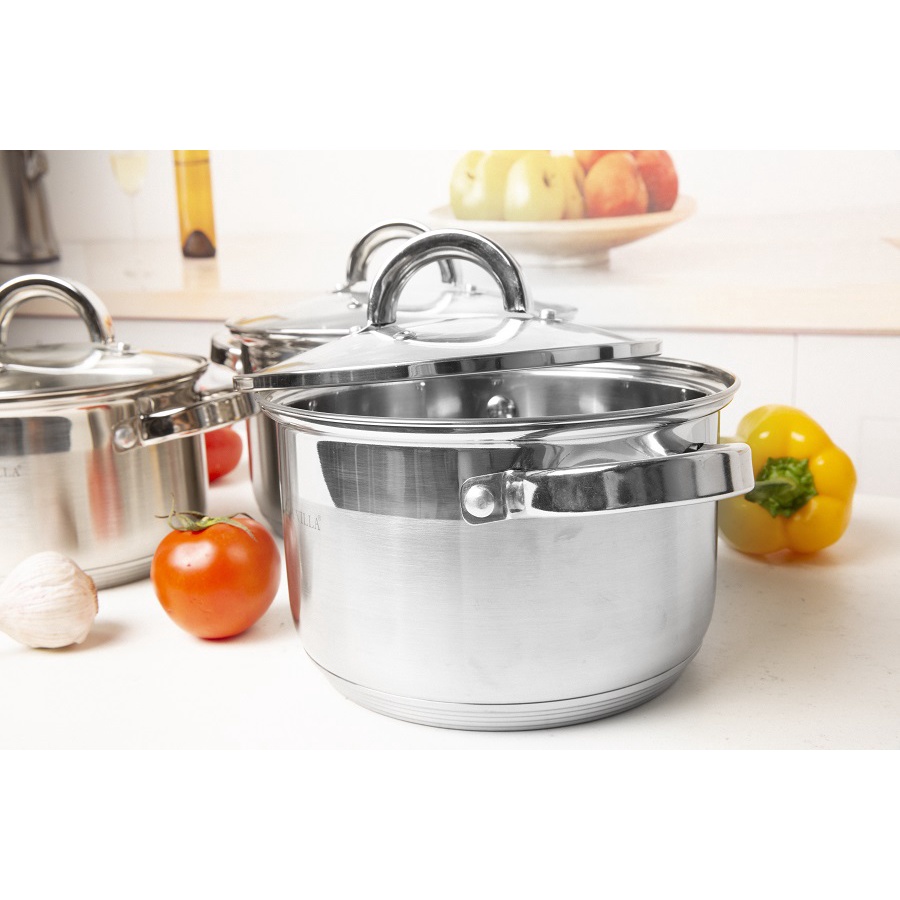 Bộ nồi Inox 3 Món 6 Chi Tiết Kaisa Villa KV-2240 Đáy 5 Lớp, Dùng Cho Mọi Loại Bếp, Hàng Nhập khẩu