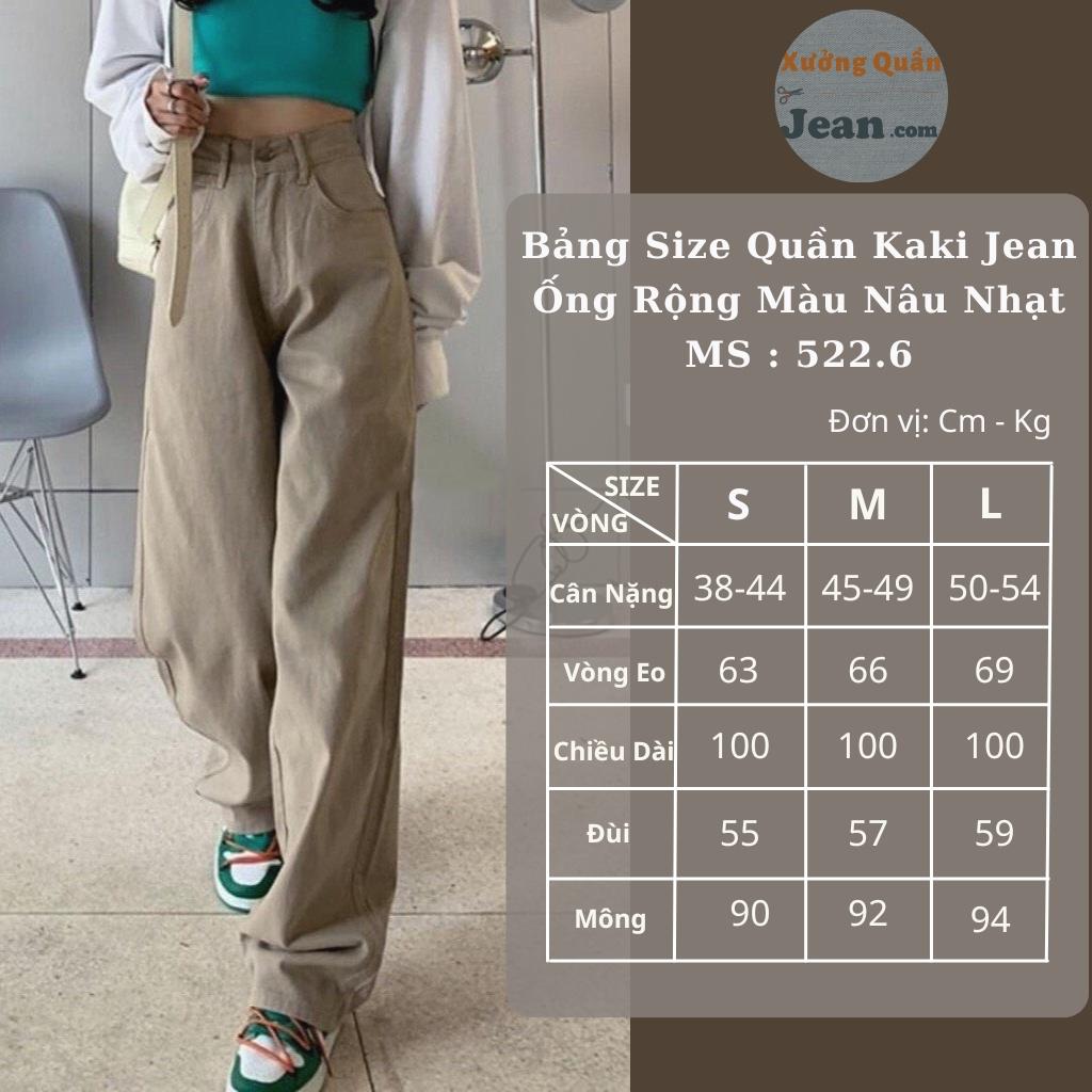 Quần Kaki Jean Nữ Ống Rộng Lưng Cao Dáng Suông Phong Cách Ulzzang Cực Chất Màu Nâu Tây (Nâu Nhạt) Trơn 522.6