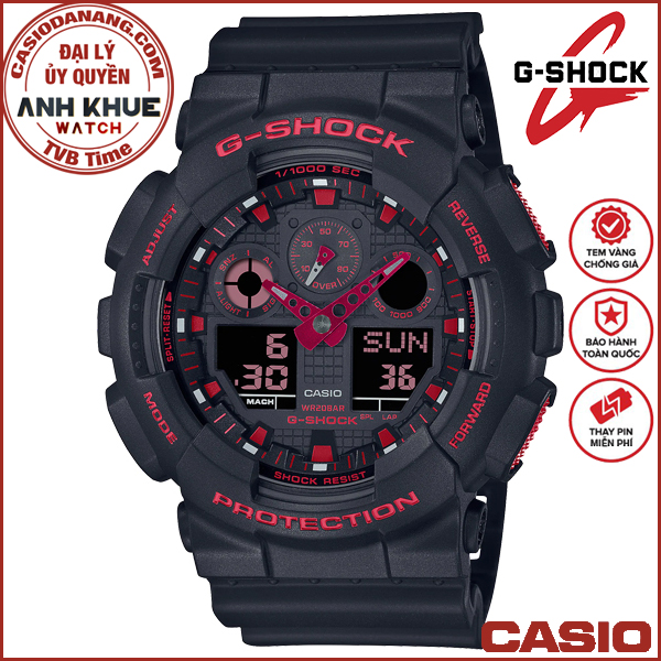 Đồng hồ nam dây nhựa Casio G-Shock chính hãng Anh Khuê GA-100BNR-1ADR (51mm)