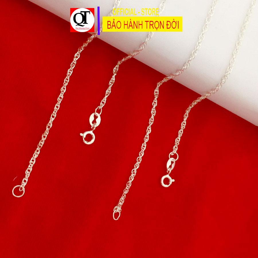 Dây chuyền nữ bạc ta kiểu kép xoắn mặt dây nữ đính kim cương nhân tạo 6ly cao cấp trang sức Bạc Quang Thản.