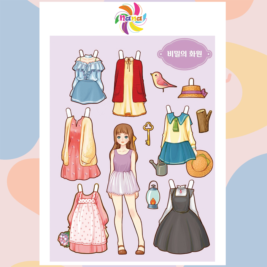 Búp bê giấy (paper doll)  thay đồ thời trang đồ chơi cắt thủ công cho bé Combo 6 hình siêu đáng yêu MHG004