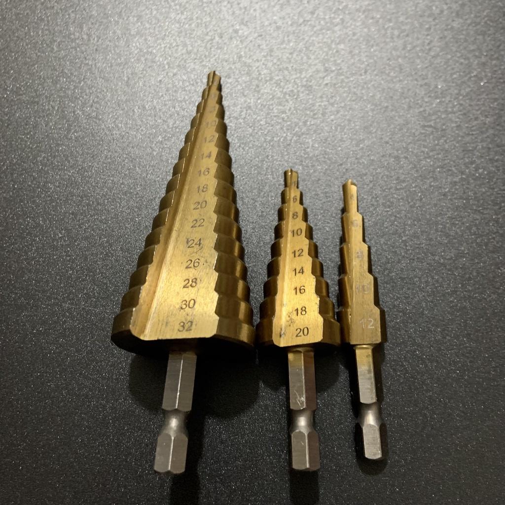 Mũi Khoan Tháp Chuôi Lục Giác Thép Gió  Mạ Titan 4-32mm Khoan Nhôm, Nhựa, Gỗ