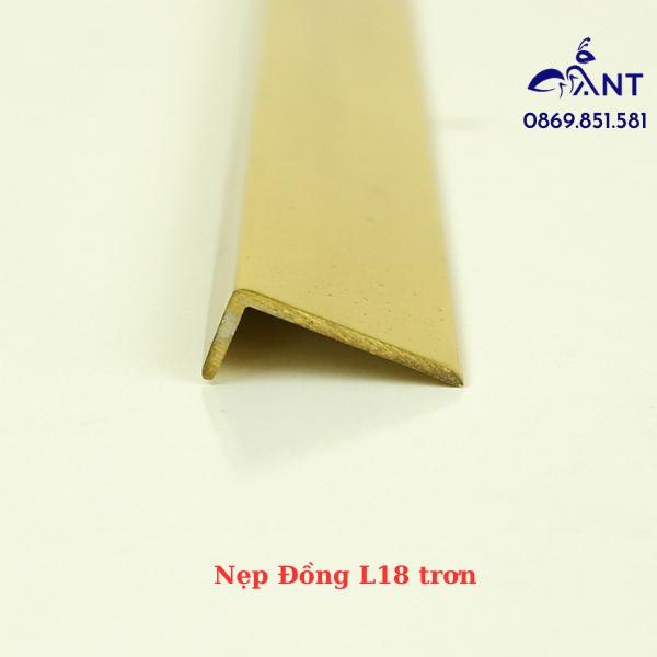 Nẹp Đồng L18 trơn, Nẹp đồng chữ L, Nẹp đồng chống trơn, nẹp ốp cầu thang, giá 1m