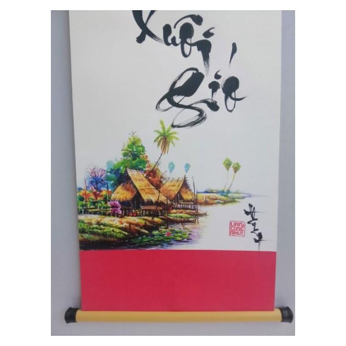 Tranh thư Pháp : Thuận bồm xuôi gió 27cm x 79cm