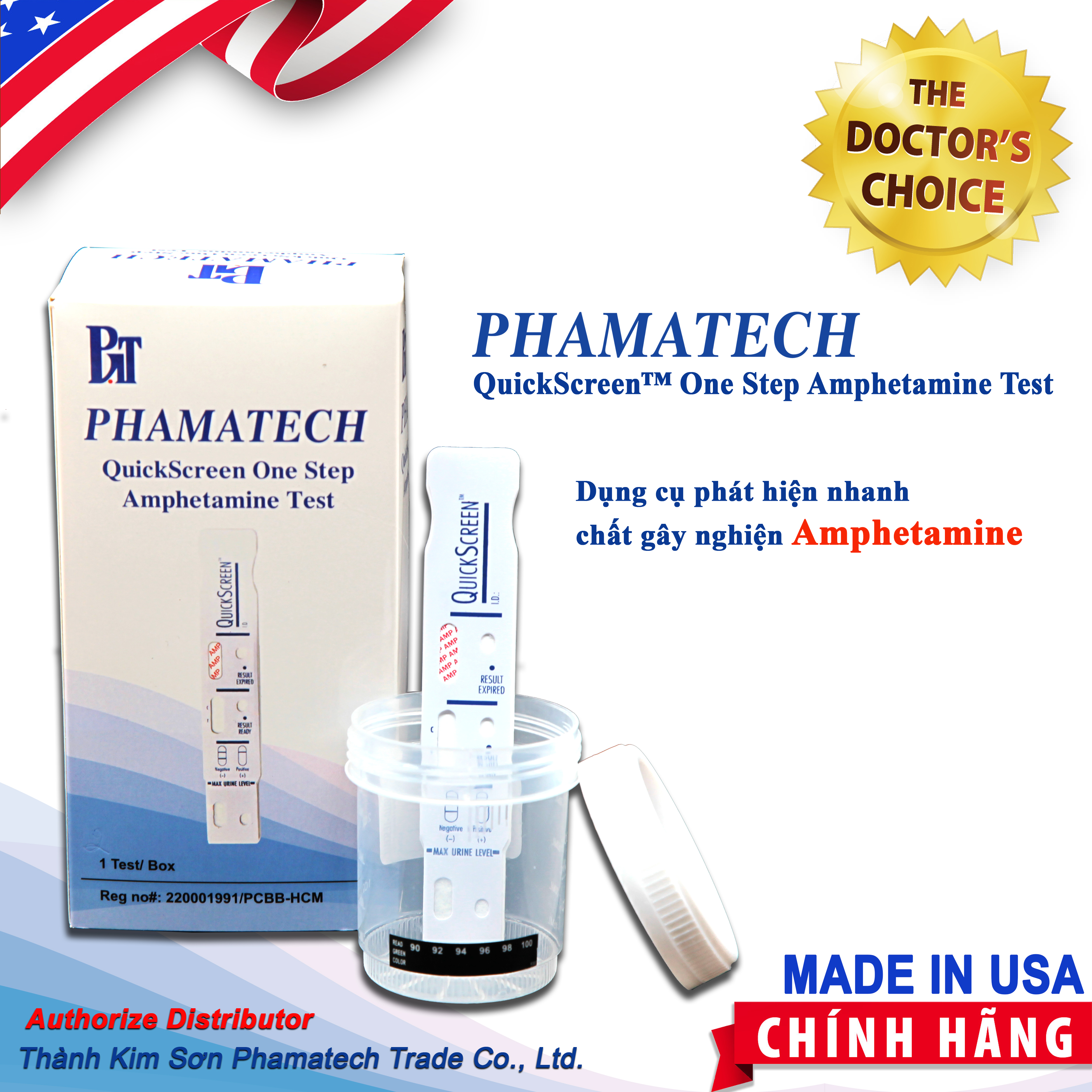 Phát hiện nhanh chất gây nghiện Amphetamine - Phamatech QuickScreen One Step Amphetamine Test