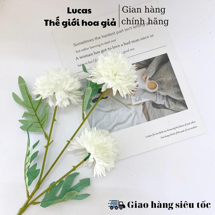 Hoa giả - Hoa cúc Pansy Lucas 65cm 1 cành 3 bông trang trí đẹp, bền, giống thật