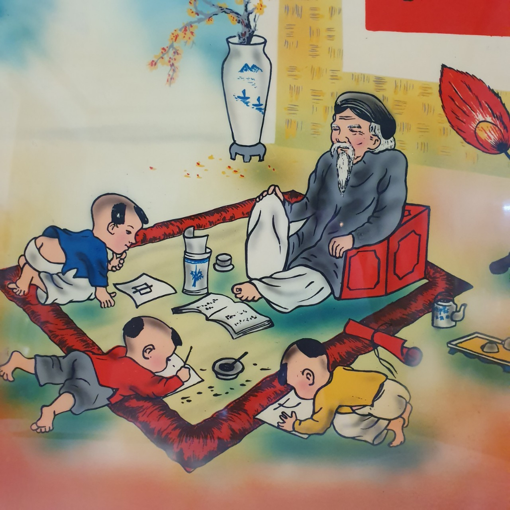 Tranh sơn mài cao cấp Thanh Bình Lê Thầy đồ 30x40 cm