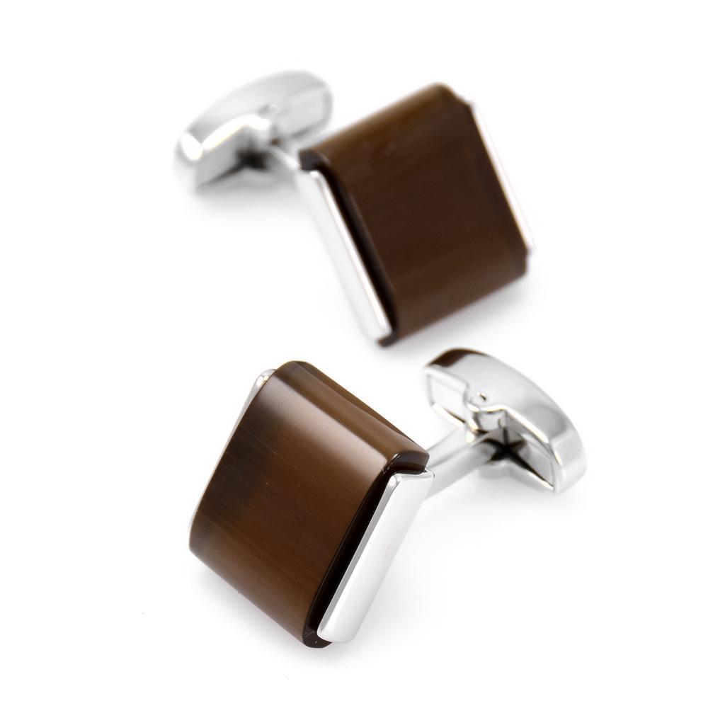 Brown Opal Stone French Cufflinks Business Wedding Shirt Brass Cuff Links