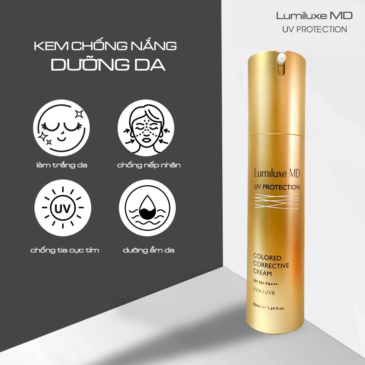 Kem Chống Nắng Lumiluxe MD spf 50 PA+++