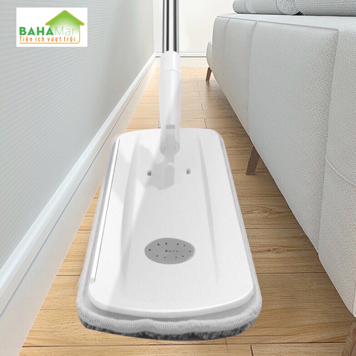 BỘ CÂY LAU NHÀ CHẬU VUÔNG PHẲNG, CÂY LAU HÌNH TRỤ ẤN XOAY TỰ ĐỘNG TÁCH NƯỚC BẨN "BAHAMAR" Nước sạch giặt giẻ lau và xoáy loại bỏ nước bẩn ra chậu ngoài một cách tách biệt luôn