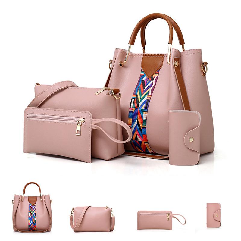 4 Cái/bộ Túi Xách Nữ 2018 Sứ Giả Túi Nữ Đeo Vai Thời Trang Da PU Nữ Shop Tote Sắc femme