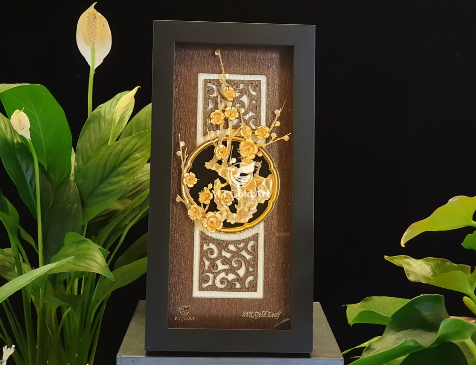 Hình ảnh Tranh hoa mai dát vàng (13x26cm) MT Gold Art- Hàng chính hãng, trang trí nhà cửa, phòng làm việc, quà tết ý nghĩa, tặng sếp, đối tác, khách hàng, tân gia, khai trương 