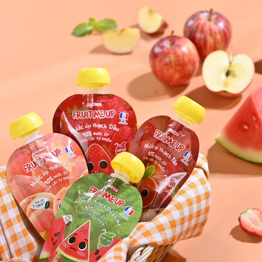 Combo 4 Túi Thạch Trái Cây 4 vị - 90% Nước Ép Trái Cây Thật - ANDROS FRUIT ME UP- 90gx4