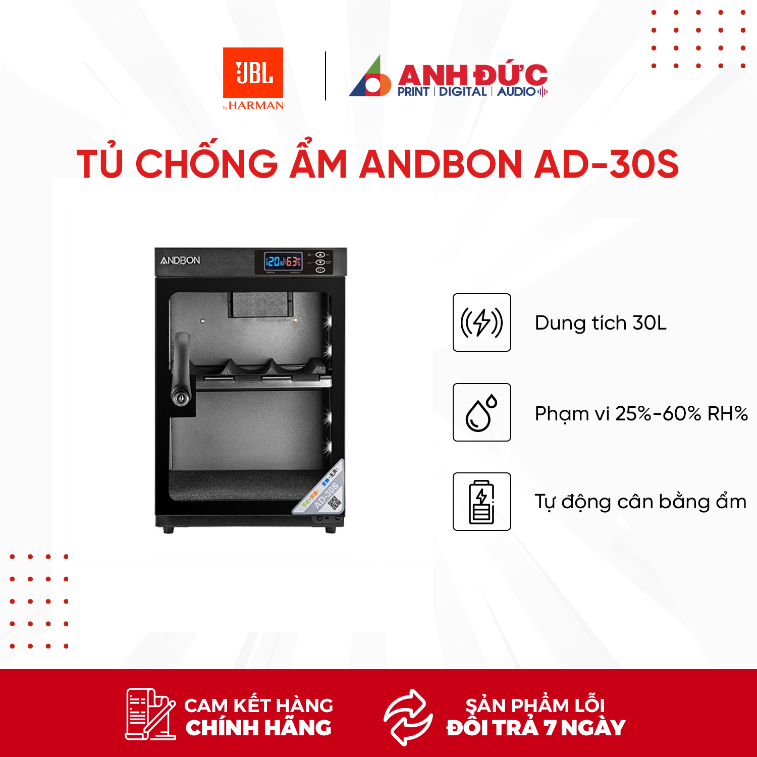 Tủ chống ẩm ANDBON AD-30S - Hàng chính hãng