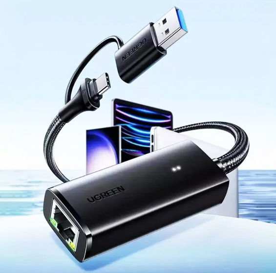 Cáp Chuyển Đổi Mạng USB 3.0 &amp; USB-C Sang Lan hỗ trợ 10/100/1000 Mbps Ugreen 15638 - Hàng chính hãng