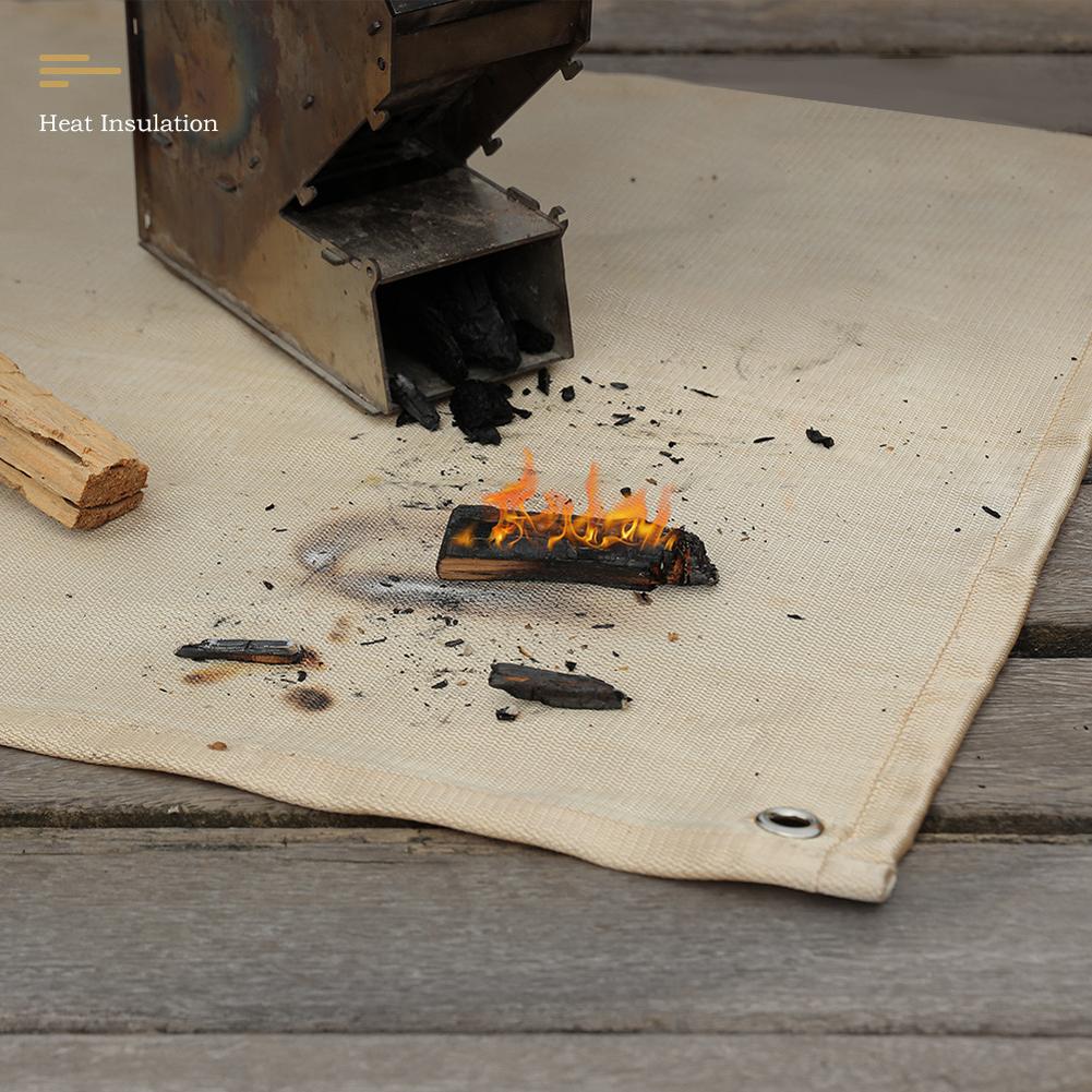 Outdoor Cloth BBQ Insulation Mat High Temperature Resistant Glass Fiber Silicone Coating Fire Blanket Fireproof Mat