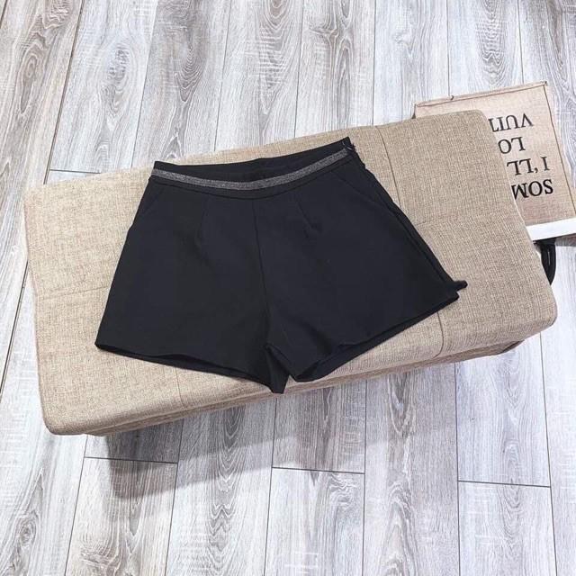 Quần short nữ lưng cao ống rộng cao cạp nhũ kim sa đẹp Hàn Quốc Q690