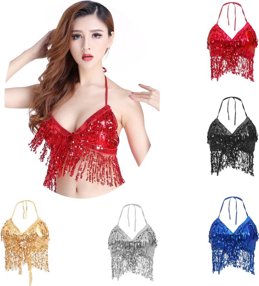 Trang Phục Belly Dance Bra Halter Top Trang Phục Biểu Diễn Sequin