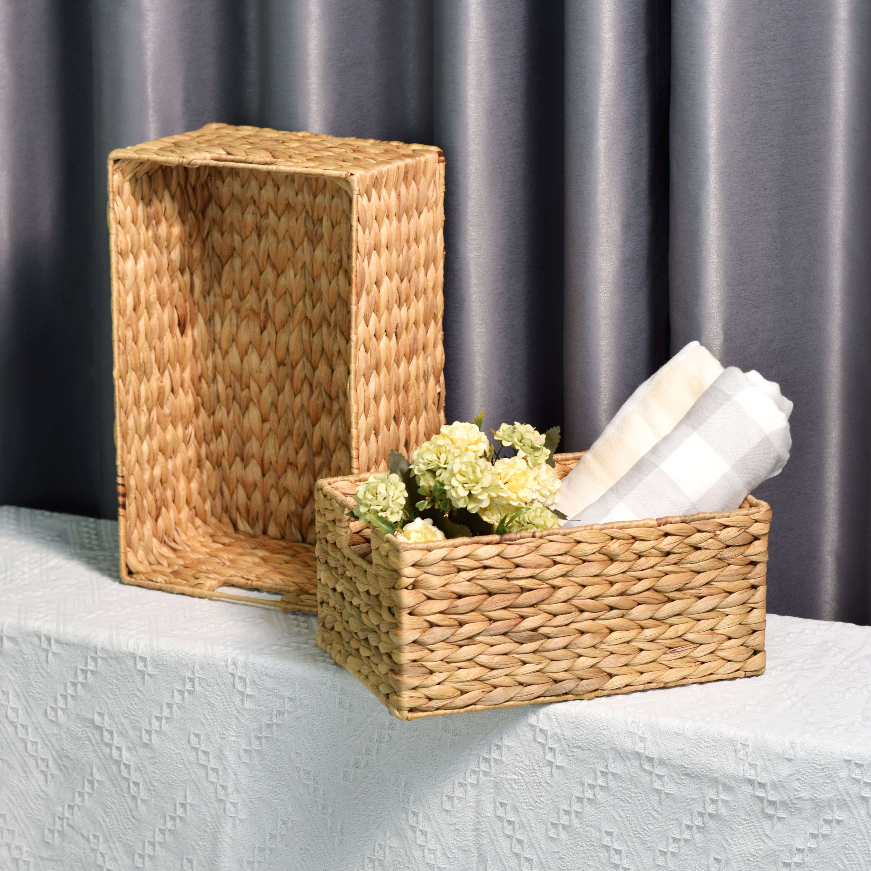 Lubihandicraft - Sọt đựng đồ lục bình hình chữ nhật bộ 3 - set basic