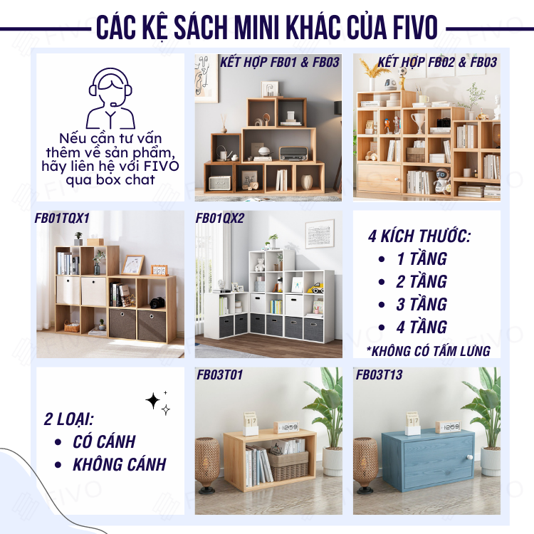 Kệ Sách Gỗ Tổ Ong Đa Năng FIVO FB02 Nhiều Màu Sắc Để Đồ Tiện Lợi (30 x 30 x 30 cm) - Hàng Chính Hãng