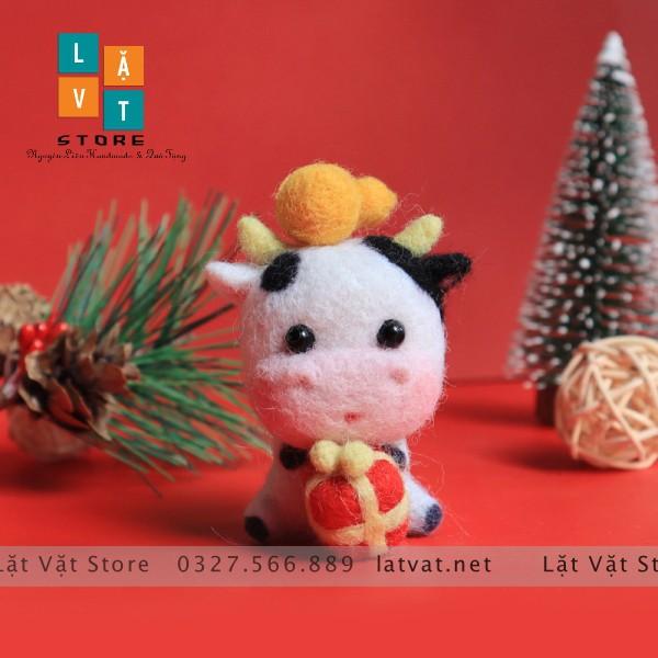BỘ LEN CHỌC BÒ BƯỚNG BỈNH ĐÁNG YÊU - needle felting len chọc đơn giản cho người mới bắt đầu