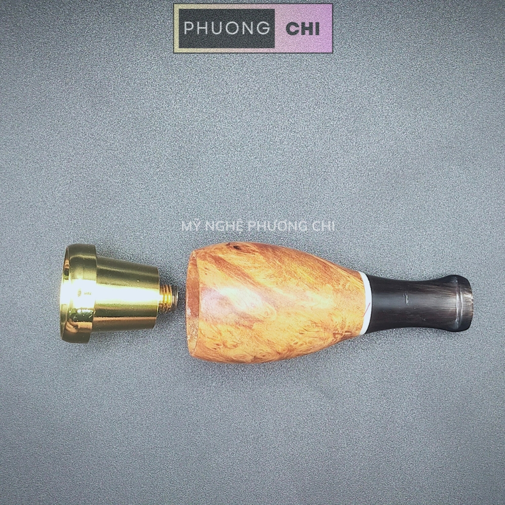 Tẩu Bắt Tóp Xì_Gà chất liệu gỗ HL đầu bằng đồng có 4 vòng ring 42-60 - quà tặng ý nghĩa cho nam giới