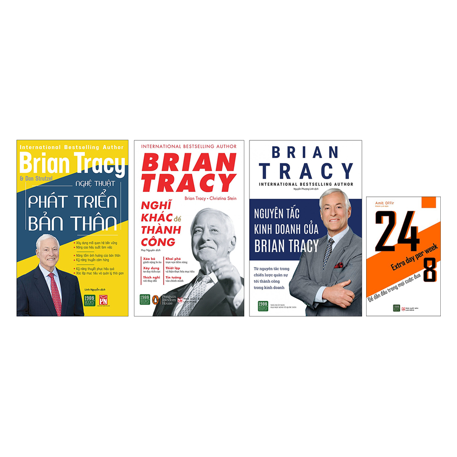 Combo Brian Tracy - Nghĩ Khác Để Thành Công + Nghệ Thuật Phát Triển Bản Thân + Nguyên Tắc Kinh Doanh Của Brian Tracy (Tặng Kèm Cuốn 24/8 Để Đẫn Đầu Trong Mọi Cuộc Đua)