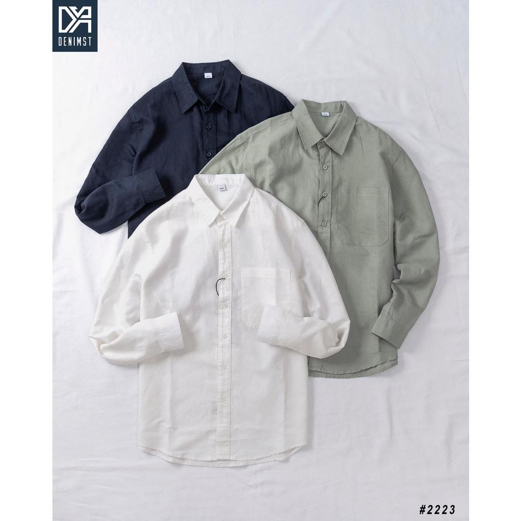 Áo Sơ Mi Nam Cao Cấp DENIMST 2223 Chất Đũi Dáng Suông