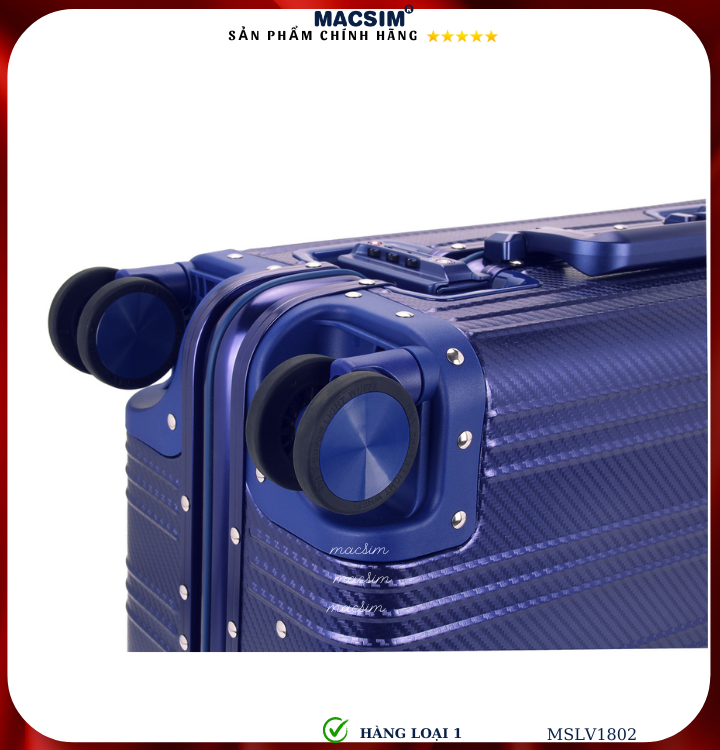 Vali hợp kim nhôm cao cấp Macsim MSLV1802 cỡ 20 inches màu xanh blue hàng loại 1