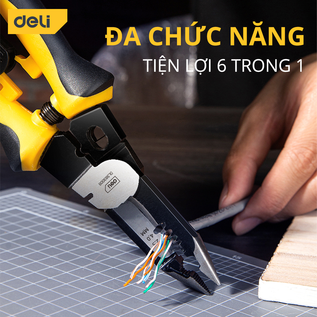 Kìm Tuốt Dây Điện Deli Cao Cấp - Kích Thước 9 Inch, Chất Liệu Siêu Bền, Dễ Dàng Cầm Nắm Và Sử Dụng - DL383009