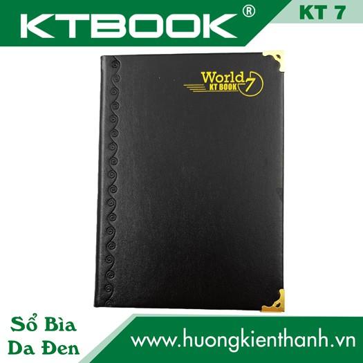 Sổ ghi chép Bìa Da Đen Cao Cấp KTBOOK KT 7 Dày dòng kẻ ngang khổ A5 - 200 trang