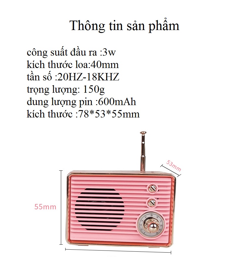 Loa Bluetooth siêu trầm hình Đài Catxet M10 - Hàng Nhập Khẩu