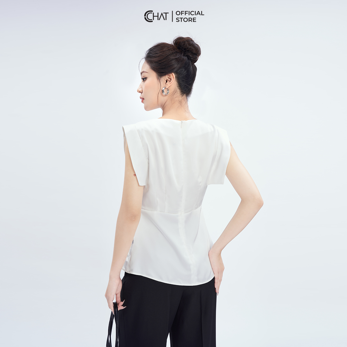 Áo Kiểu Nữ  Dáng Peplum Sát Nách Tay Nhê Chất Lụa Cao Cấp 53ASL2002PT