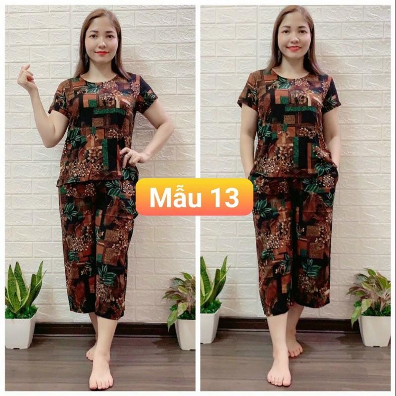 Đồ bộ tole lửng, bộ lanh trung niên cho mẹ quần ống rộng, vải dầy mền mịn, mặc mát thấm hút mồ hôi size 48-70kg