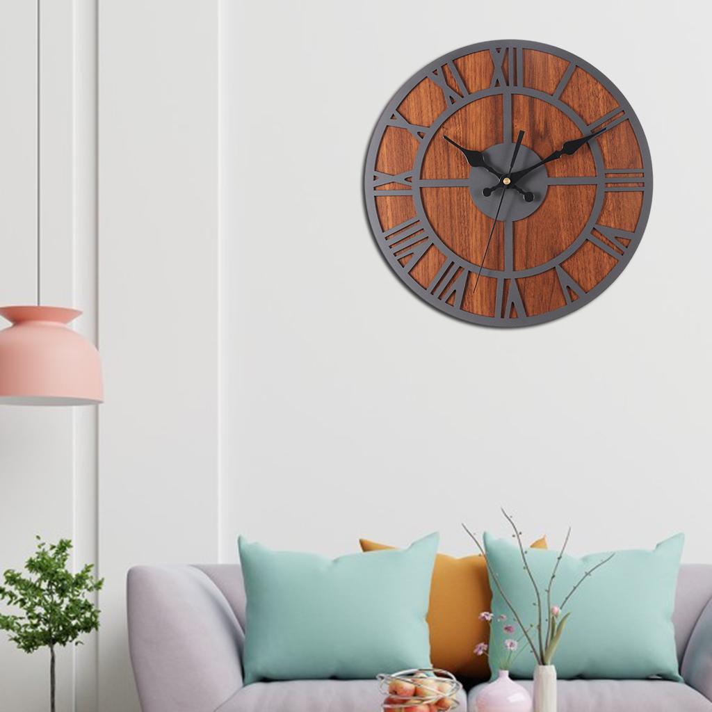 Vintage Modern Wall Clock 3D Roman Numeral Home Room Ornament Black A
