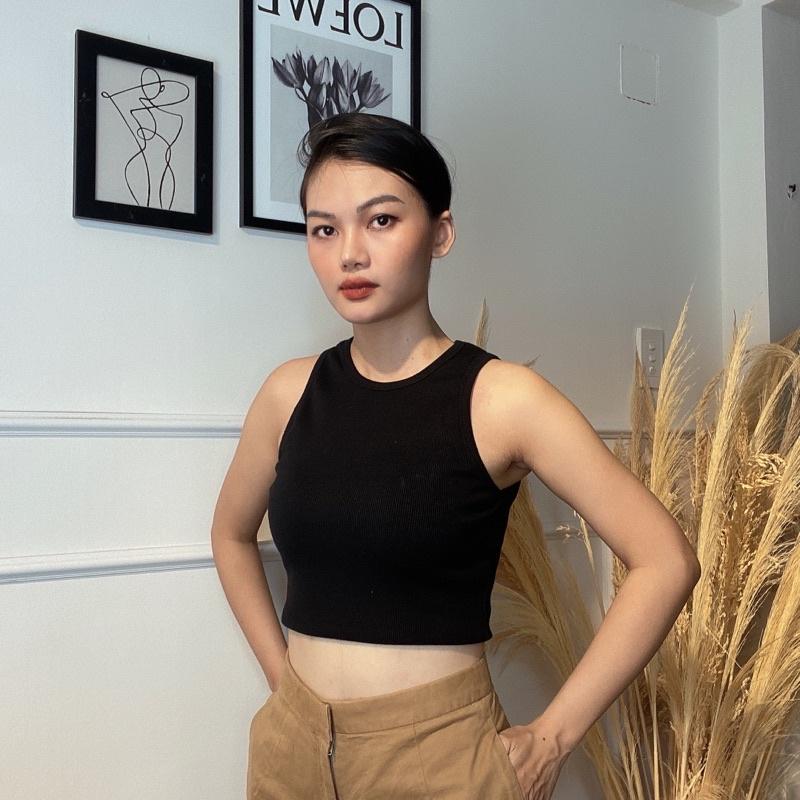 Áo ba lỗ croptop thun gân. Phông body dáng ôm trơn - Audrey Studio