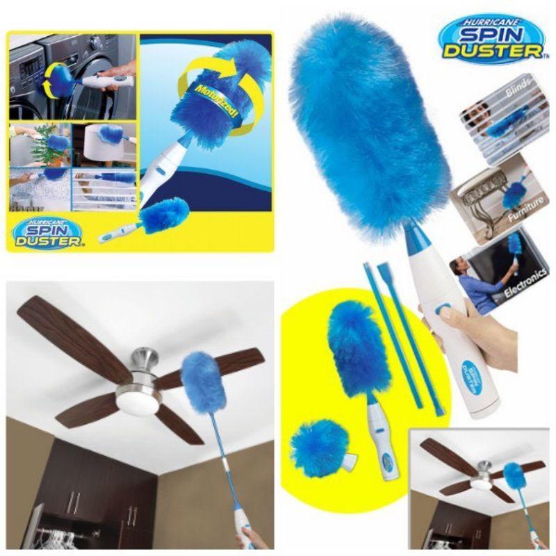 Chổi Lau Nhà Thông Minh , Chổi Lau Bụi Bằng Điện SPIN DUSTER - CHỔI QUÉT, LAU BỤI XOAY_chổi phủi bụi