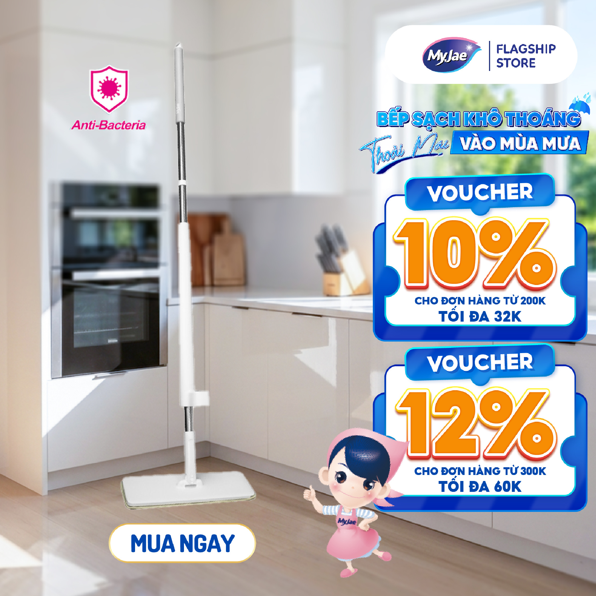 Cây lau nhà tự vắt thông minh sợi microfiber